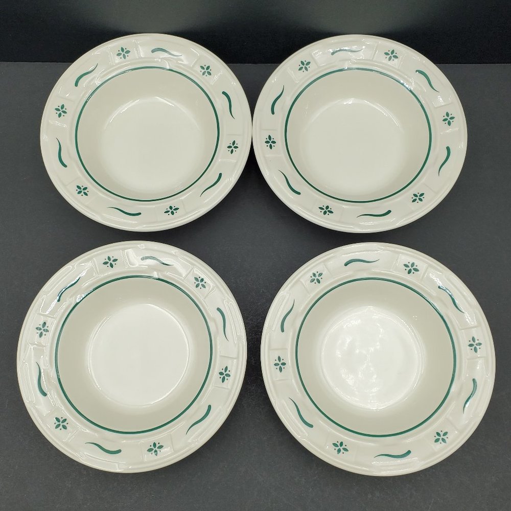 Longaberger Woven Traditions Heritage Green Rim Fruit Dessert Sauce Soup Bowls